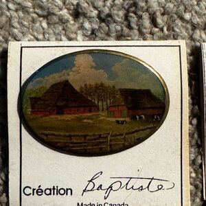 Création Baptiste Oval Farm Scene Brooch - Multicolor